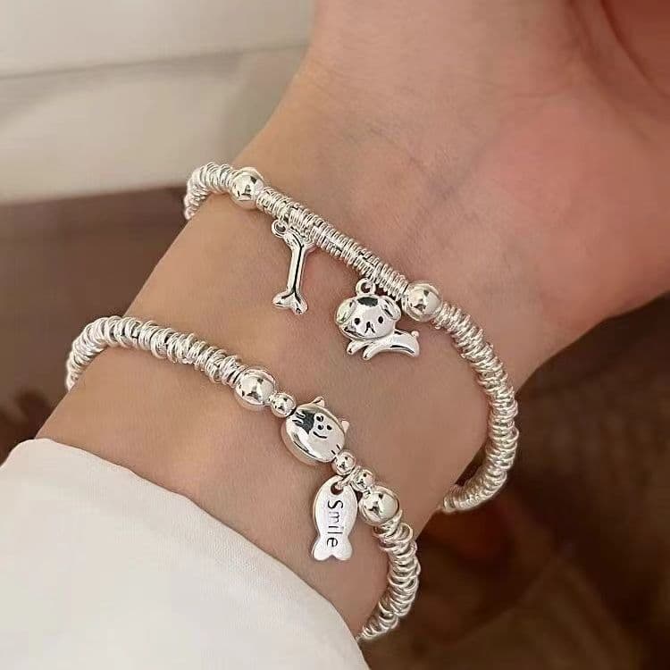 Bonito pequeno gato filhote de cachorro pulseira feminino nicho sentir doce requintado namorada pulseira luz luxo estuda