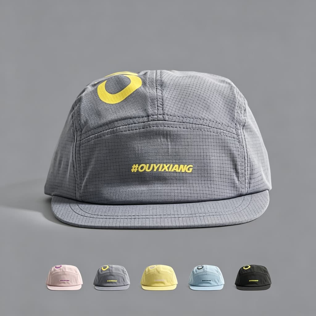 Boné Aba Curta Five Panel Bordado Letras Malha Moda Corrida Camping Ciclismo Diário Verão Masculino Feminino Chapéu