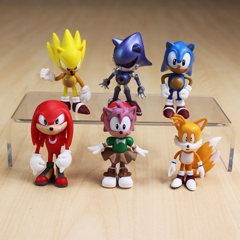 6 pcs/set bonito Sonic the Hedgehog jogo ação figuras crianças menino menina brinquedo presente conjunto