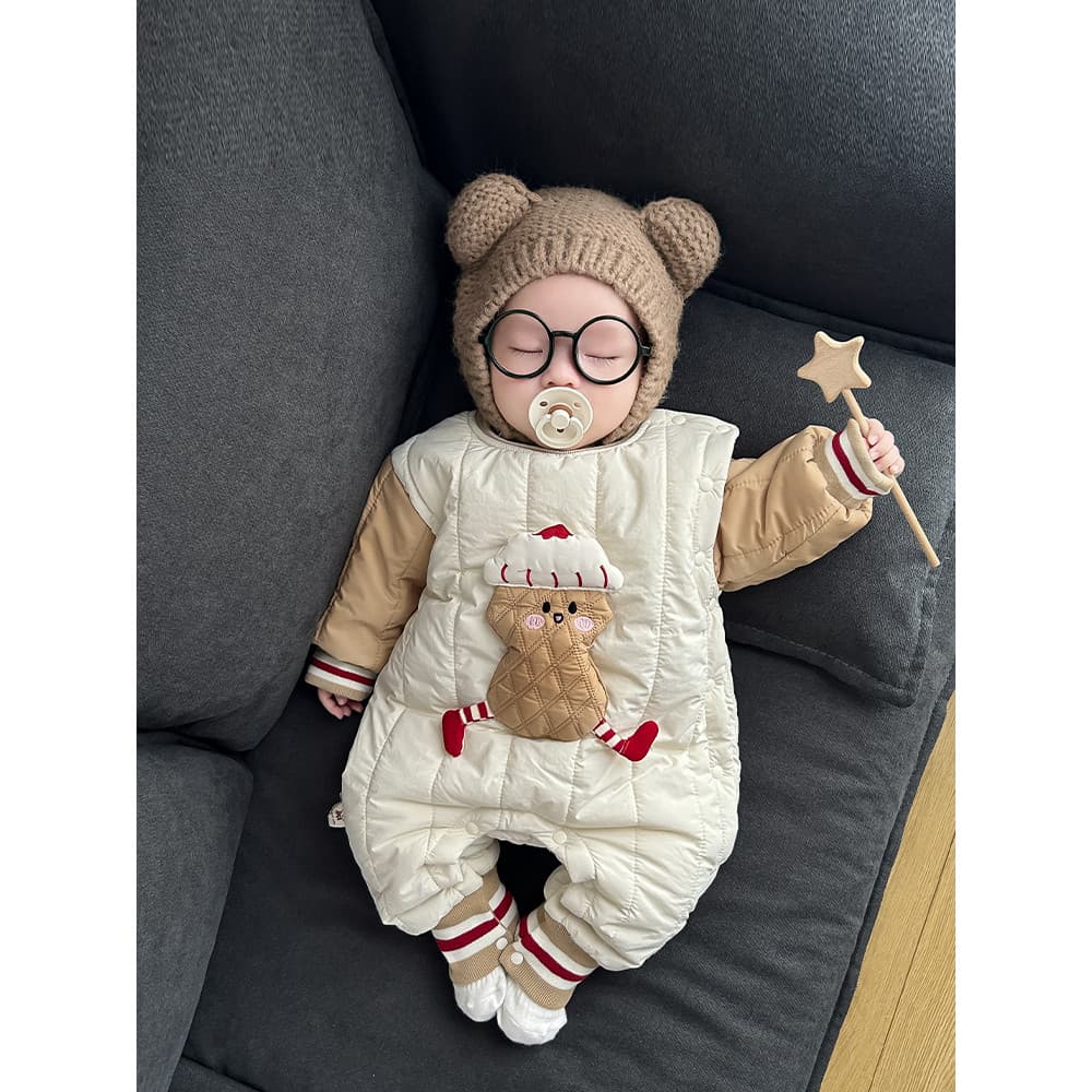 Roupas de bebê inverno bonito forro de lã macacão Super bonito quente roupas de bebê novo estilo Outing roupas de algodã
