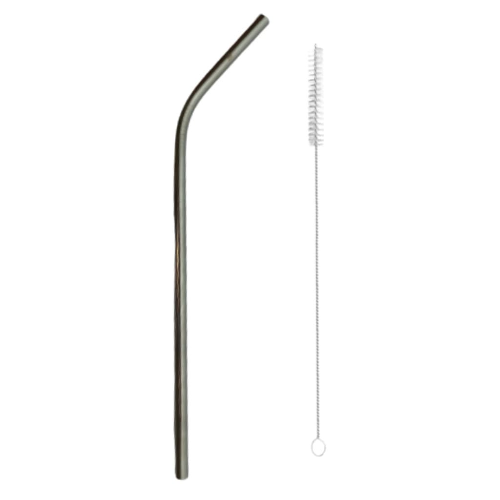 Canudo de Inox Extra Longo 25m Curvo Várias Cores + Escova