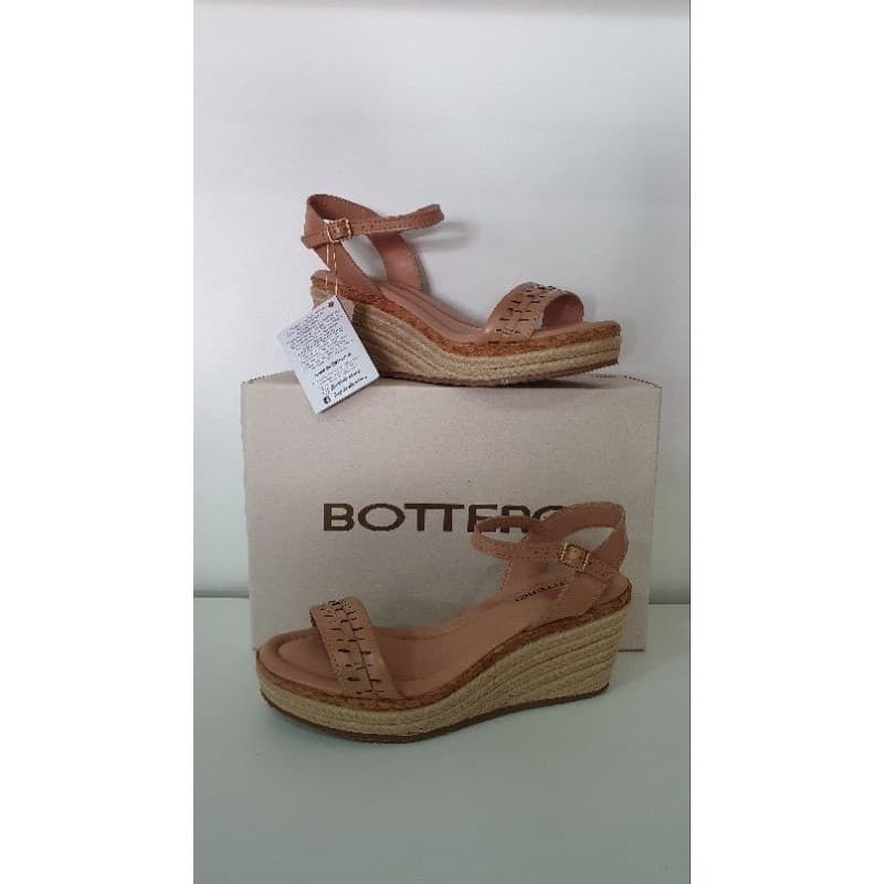 Bottero Sandália Anabela Couro Brown Sugar Conforto e Maciez Dia a Dia 372846