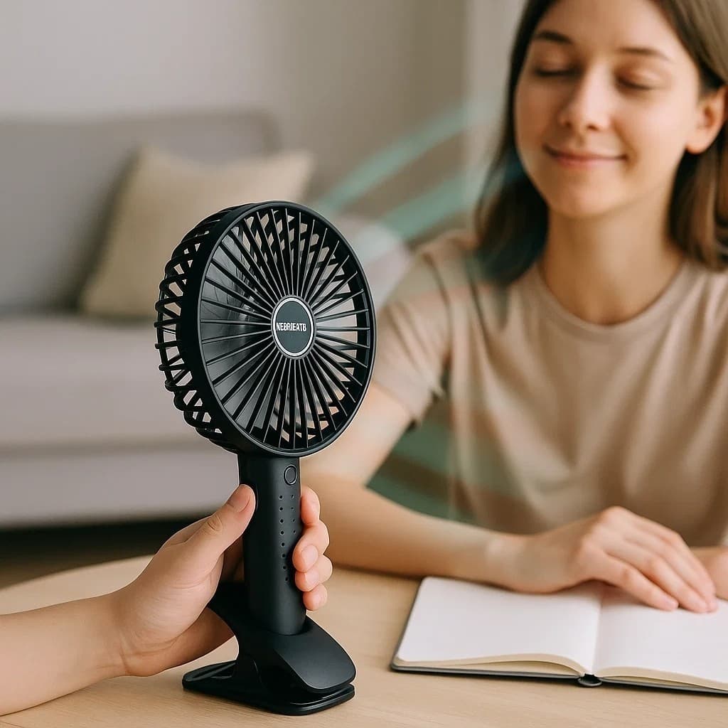 Ventilador Portátil Mesa Escritório Carro Verão Calor Ar Fresco Recarregável USB Silencioso Pequeno