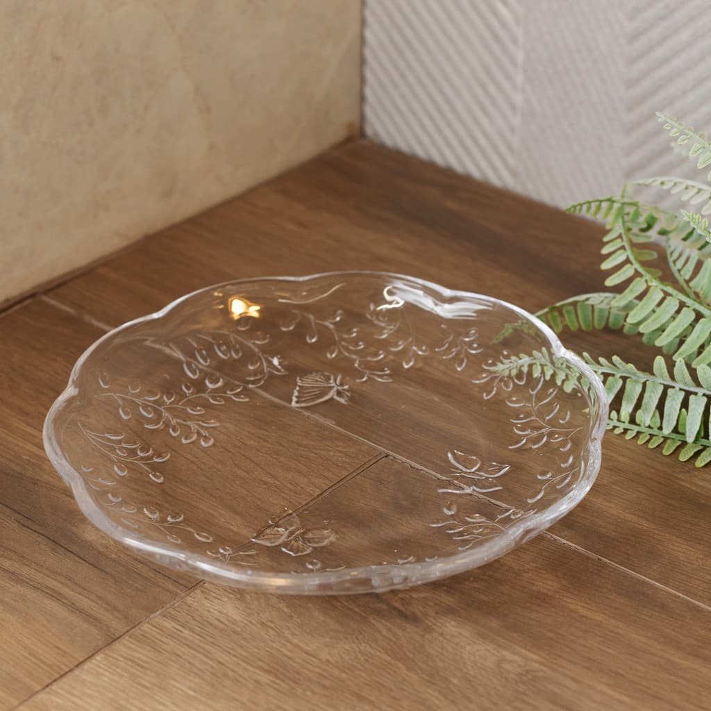 CJ 4 PRATOS PARA SOBREMESA NEW BUTTERFLY 20CM CRISTAL ECOLOGICO