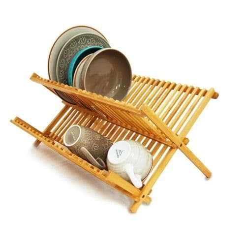 Escorredor Compacto Bambu Dobrável Resistente Economiza Espaco Design Elegante Natural
