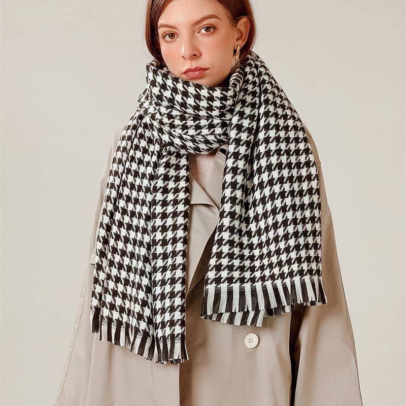 Cachecóis Quentes de Inverno para Mulheres, Xales Térmicos, Cachecóis com Franjas, Cachecóis de Tricô Quentes-&&--*--&*-