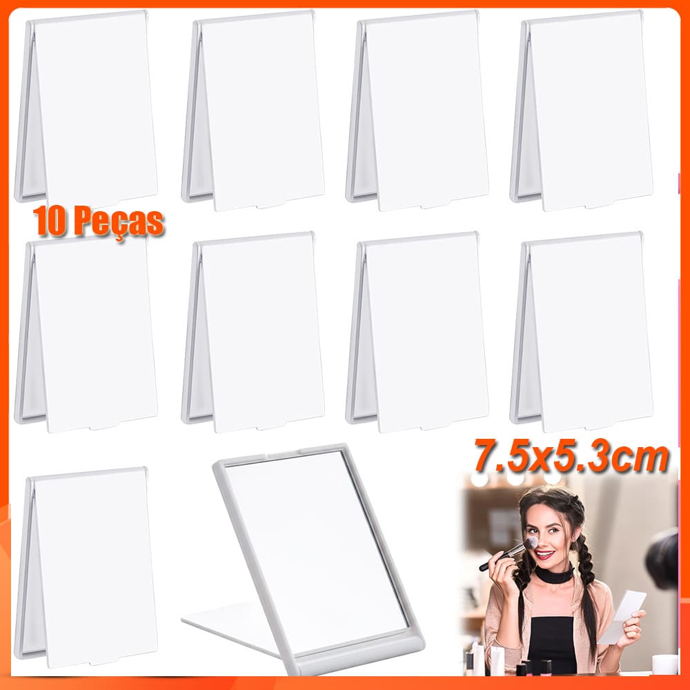 7.5x5.3cm espelho de bolso branco feminino quadrado pequeno espelho de maquiagem espelho de viagem espelho cosmético 10