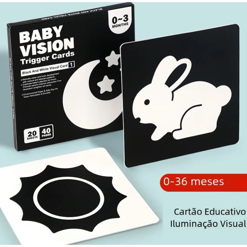 Cartas Alto Contraste Cartões Montessori Imagens Para Bebes 0 a 12 Meses Atividade Educativa Brinquedo Infantil Estimula
