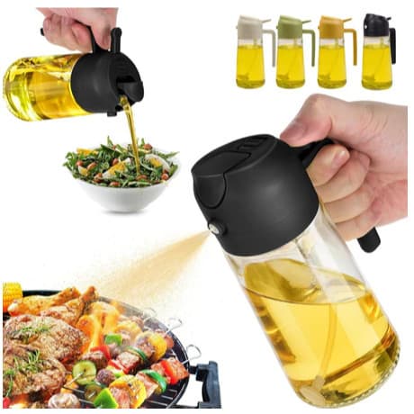Spray Borrifador Dosador 2 em 1 Para Azeite Vinagre Oléo Vidro Modelo Galheteiro Cozinha 470ML