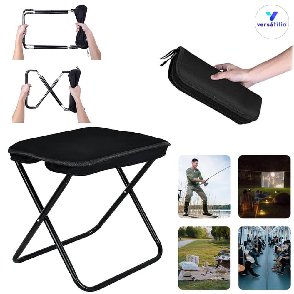 Cadeira de Pesca e Acampamento em Ferro Dobrável - Leve, Prática e Portátil para Viagens