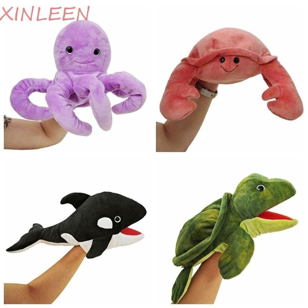 XINLEEN Fantoches De Animais Marinhos , Boneca De Mão , Fantoche De Tubarão De Pelúcia , Tartaruga , Baleia , Polvo , Ca