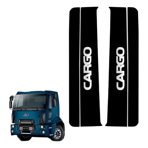Adesivo Cromado Coluna De Porta Do Ford Cargo Após 2012 Preto