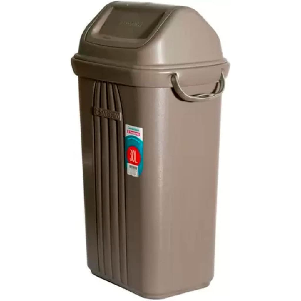 Lixeira 30 Litros Tampa Basculante Sanremo Alças largas Marrom