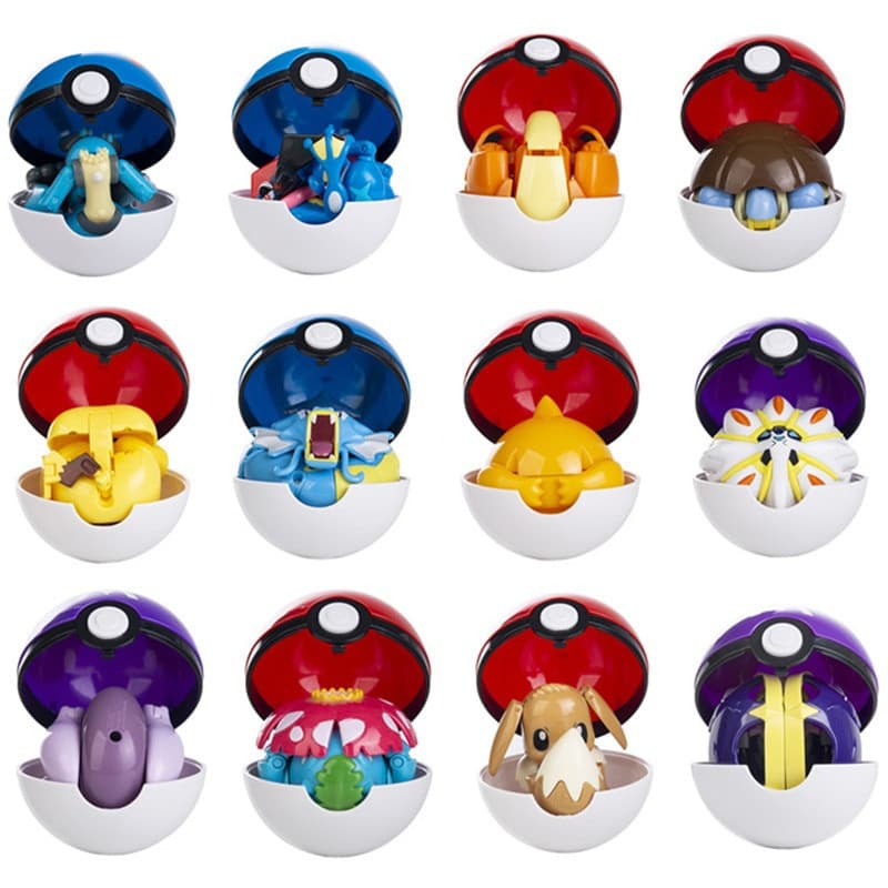 Figuras Pokémon Genuínas Caixa Original Deformação Brinquedo Anime Figura Pikachu Charizard Greninja Pokeball Modelo Pre