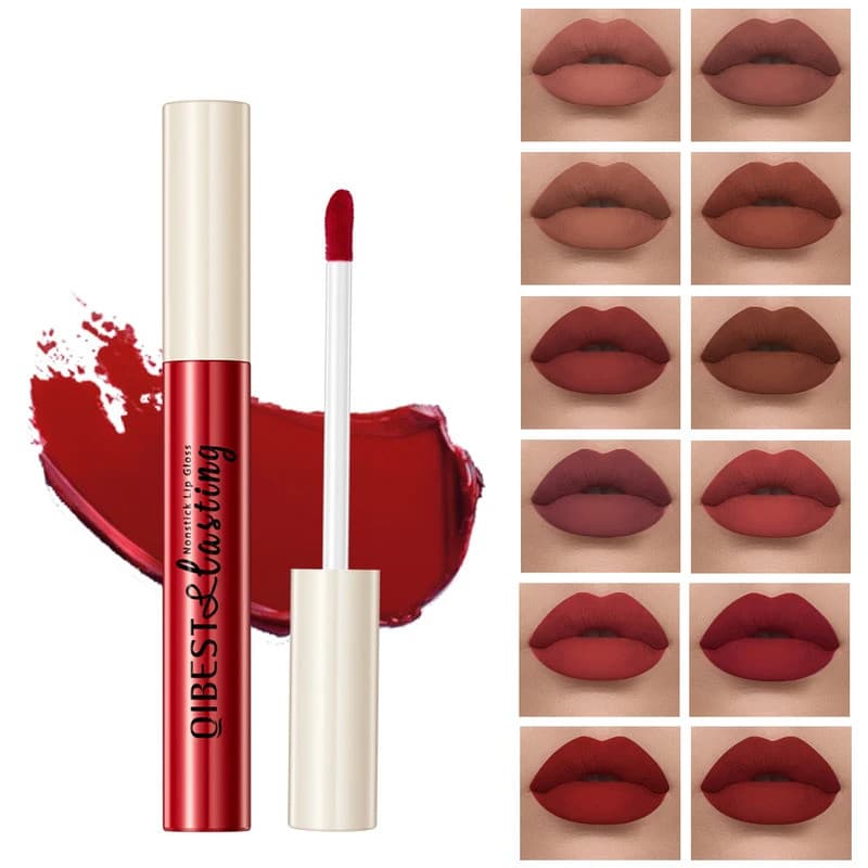 Batom Líquido Matte Nude 24 Cores, Batom de Veludo de Longa Duração, À Prova D'Água, Não Gruda no Copo, Tinta Labial Ver