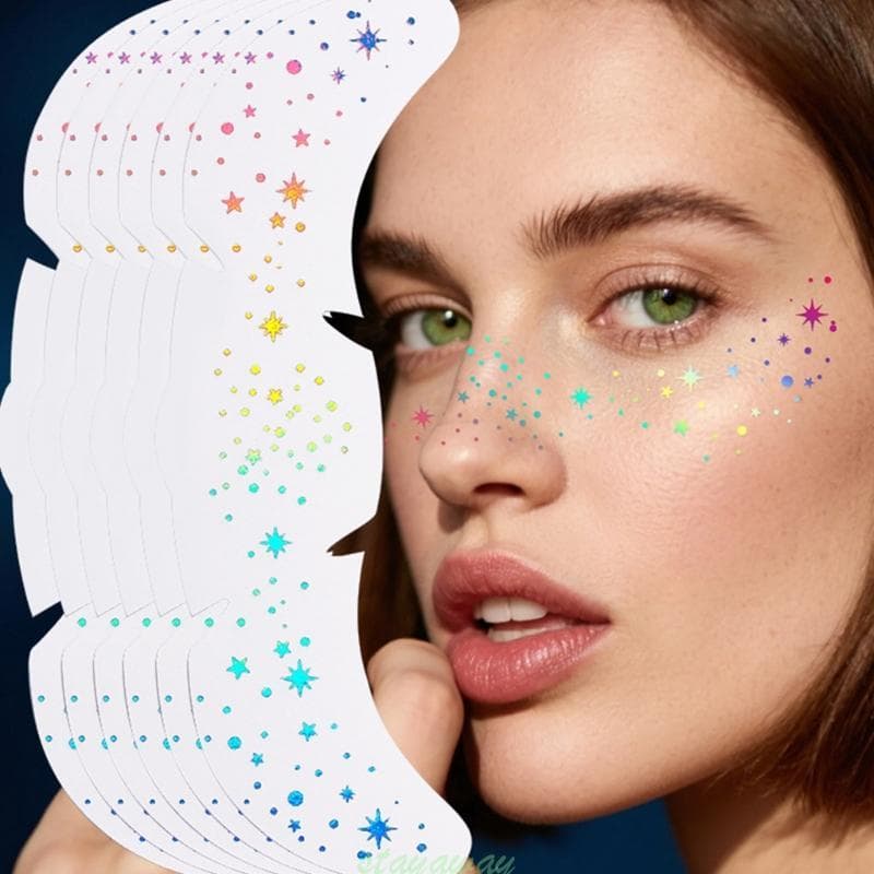SRA 6pcs Naturais Sardas Para Rosto Reutilizável Estrelado Brilhos Design Fácil Aplicar Adequado A Pele