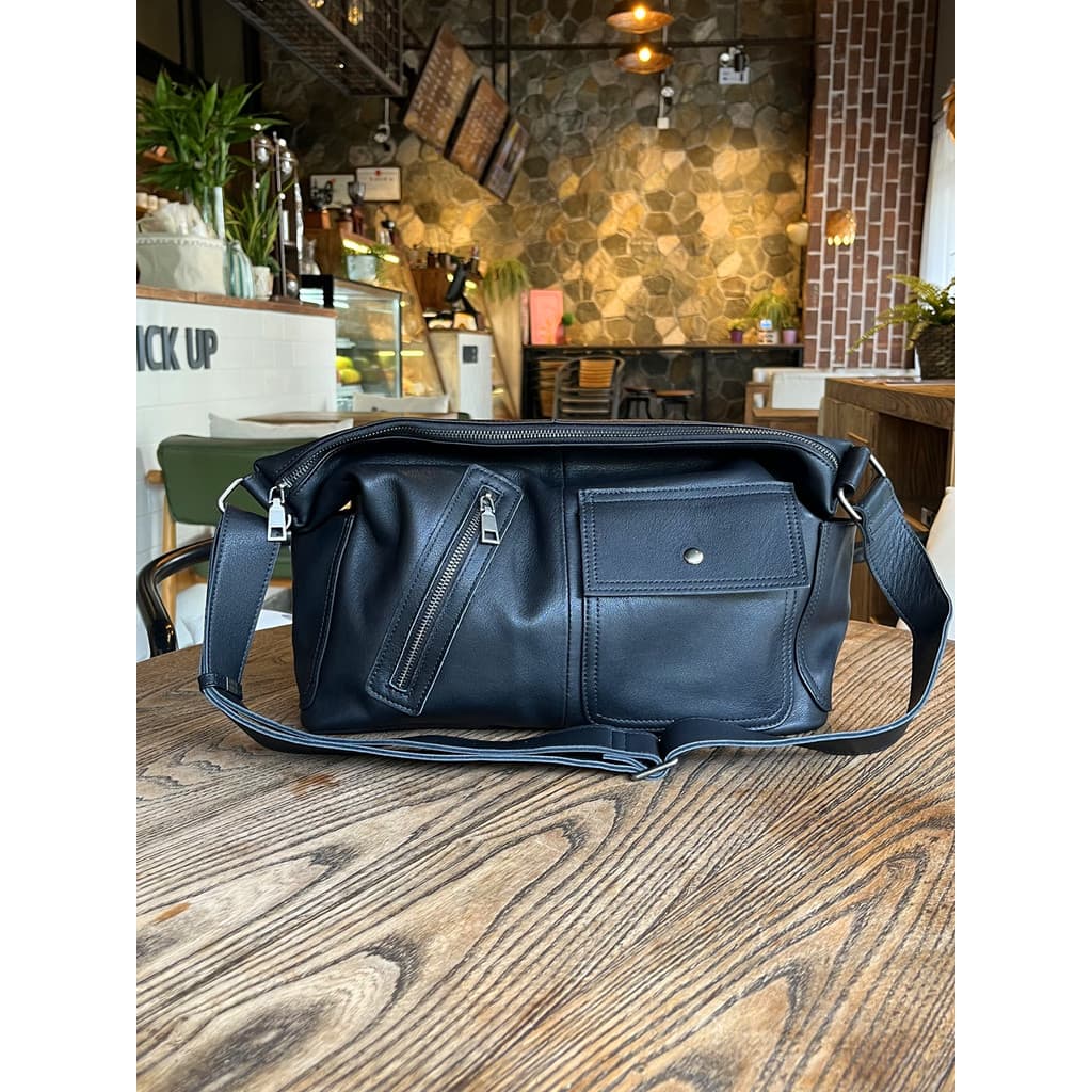 Lobo estrada Retro motocicleta couro genuíno bolsa de ombro multifuncional ajustável ombro mensageiro saco na moda Casua
