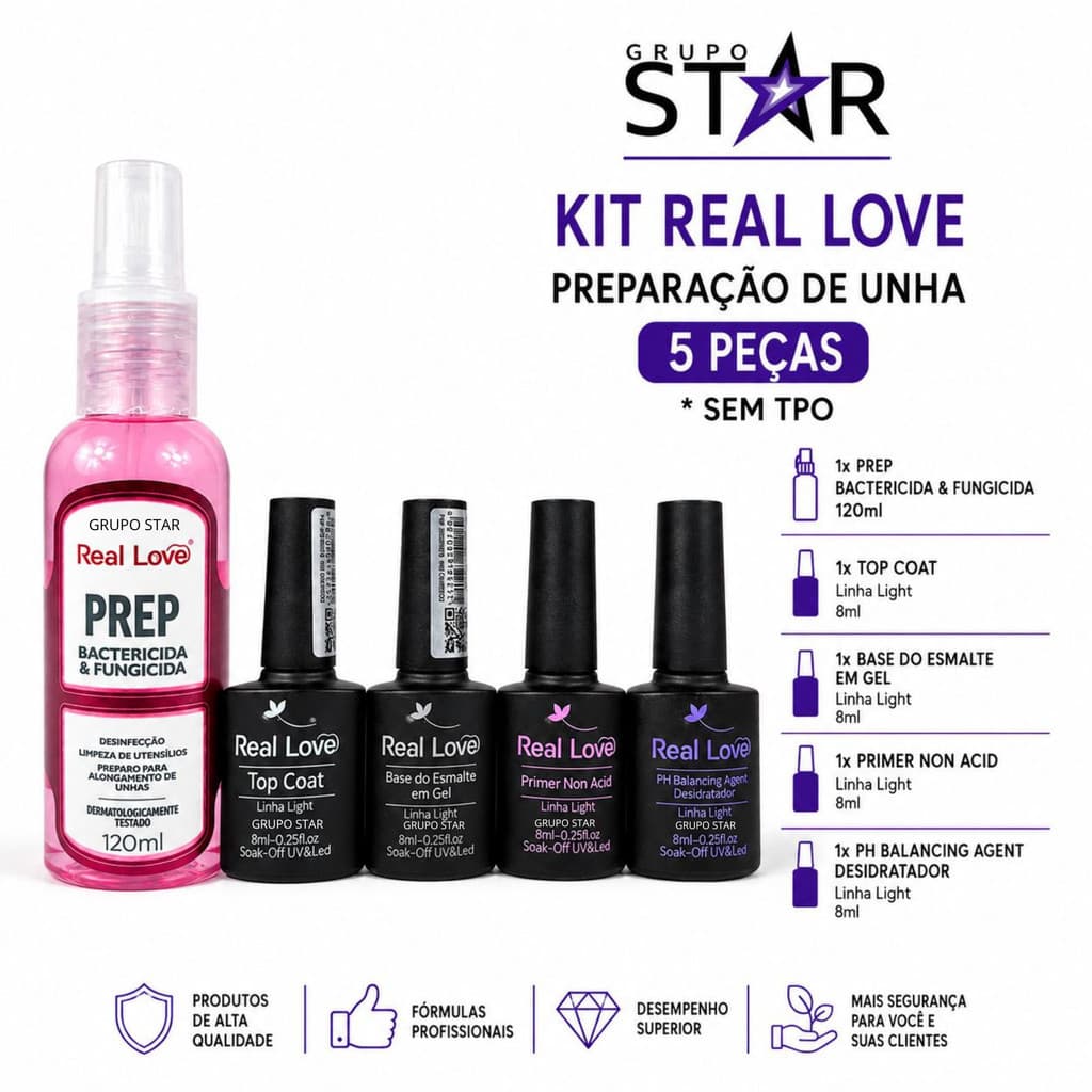 kit Completo 5 Peças Alongamento de Unha - Real Love
