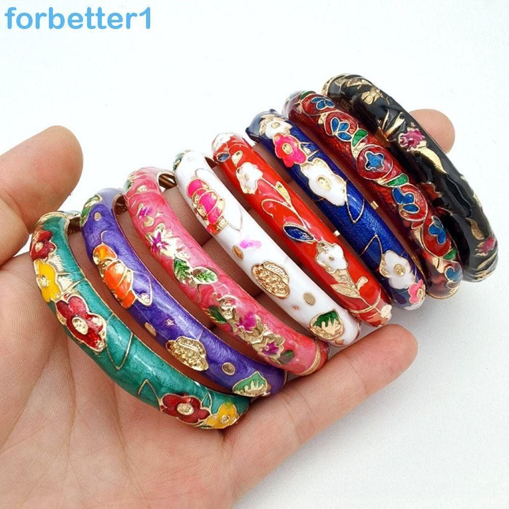 Pulseira Cloisonne Chinesa FORBETTER , De Flor De Filigrana De Peônia Tradicional , Vintage