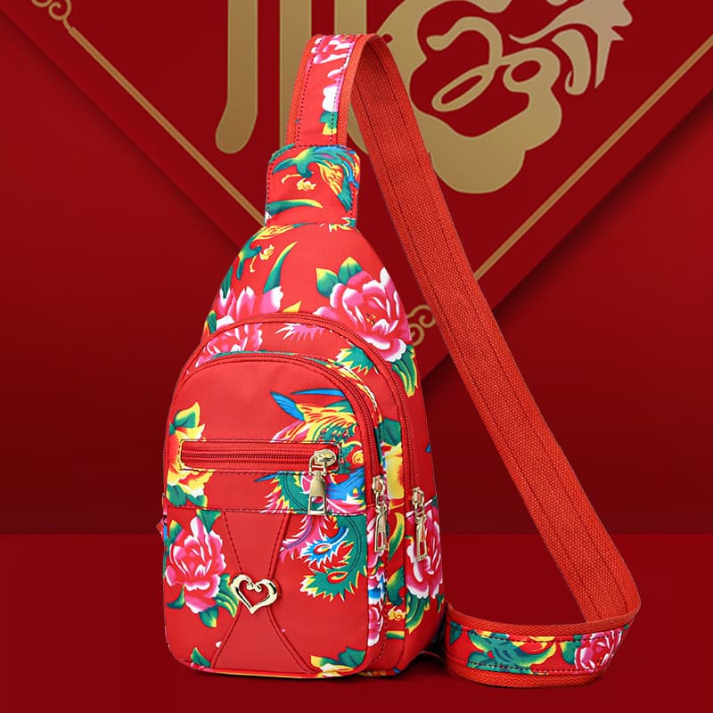 Influenciador nordeste grande flor saco de peito feminino 2024 novo estilo na moda All-Match saco do mensageiro viagem b