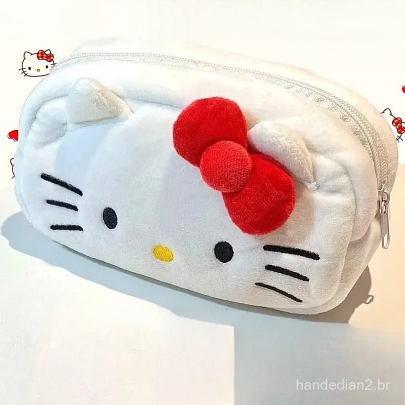 Bolsa de Pelúcia Grande, Grande Capacidade, Fofa, Simples, Bonita, Kawaii, Bolsa de Cosméticos de Pelúcia para Estudante