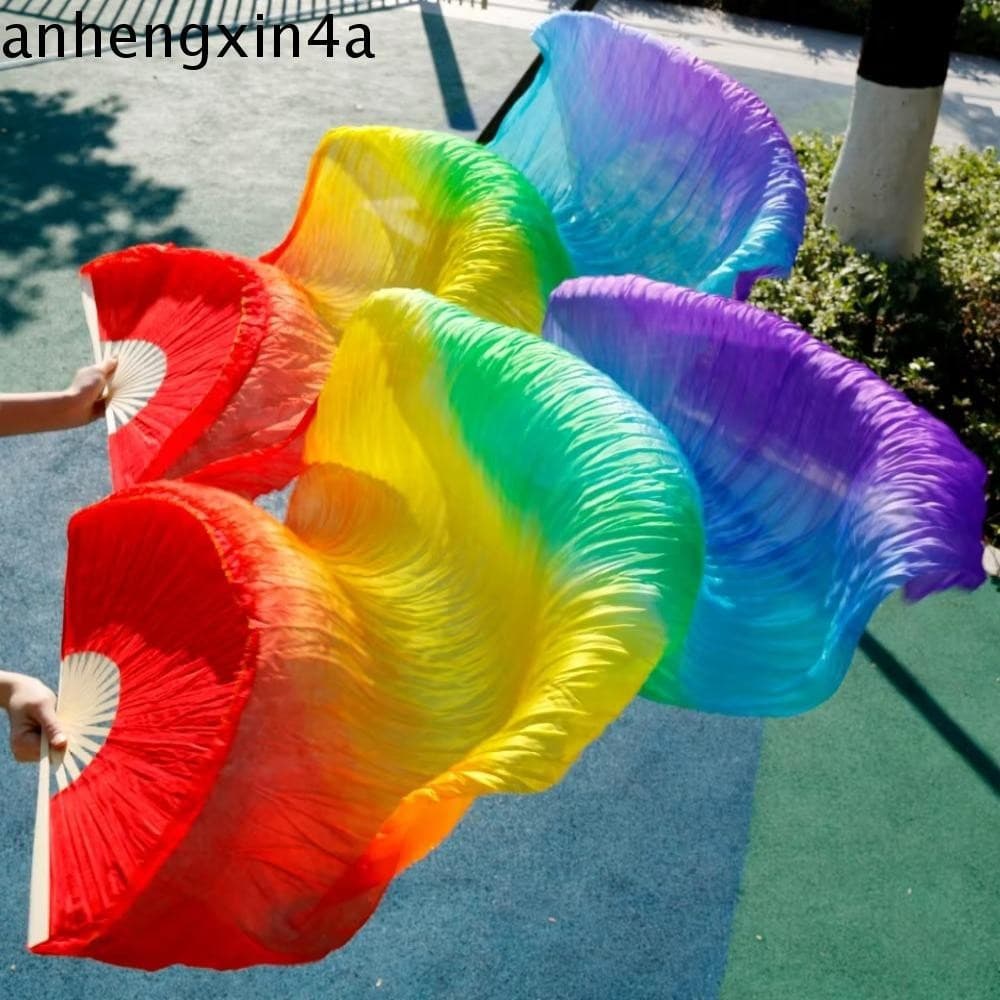 Leque De Dança Do Ventre ANHENGXIN , Longo De Cor Gradiente De 150 Cm , Adereços Yangko De Imitação De Seda