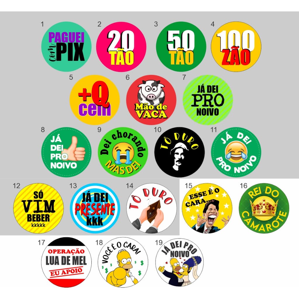 100 Adesivos para Hora da Gravata 4,5cm - Faça Sua Festa Bombar - Sortidos ou a escolha