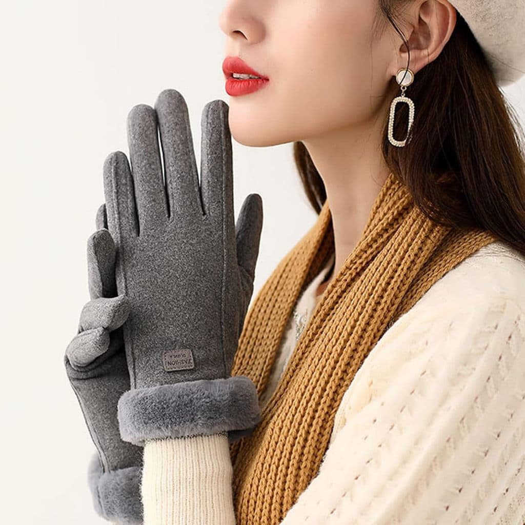 Luvas de Inverno Femininas Adultas Quentes, Luxuosas, Forradas, Elegantes e Confortáveis com Função Touchscreen