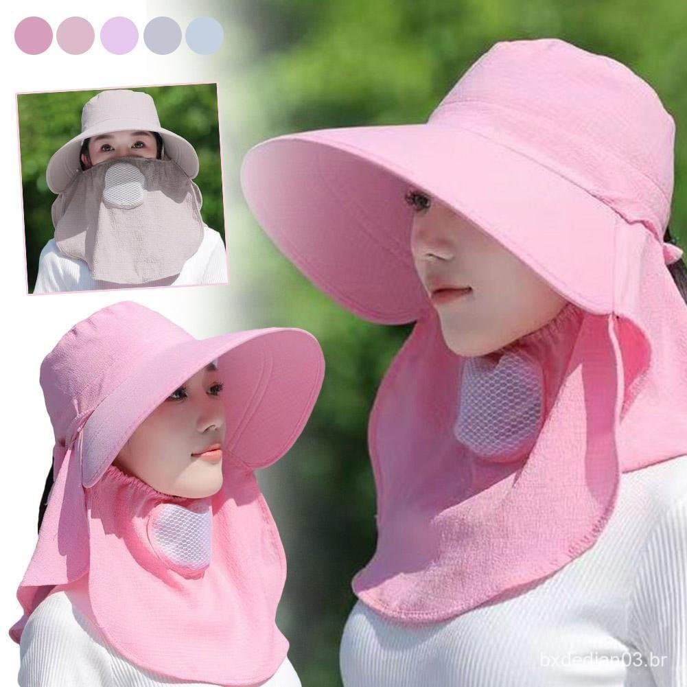 Chapéu Protetor Solar Feminino Verão Capa Rosto De Sol Amplo Versátil Uv Anti Aba Equitação N4z6