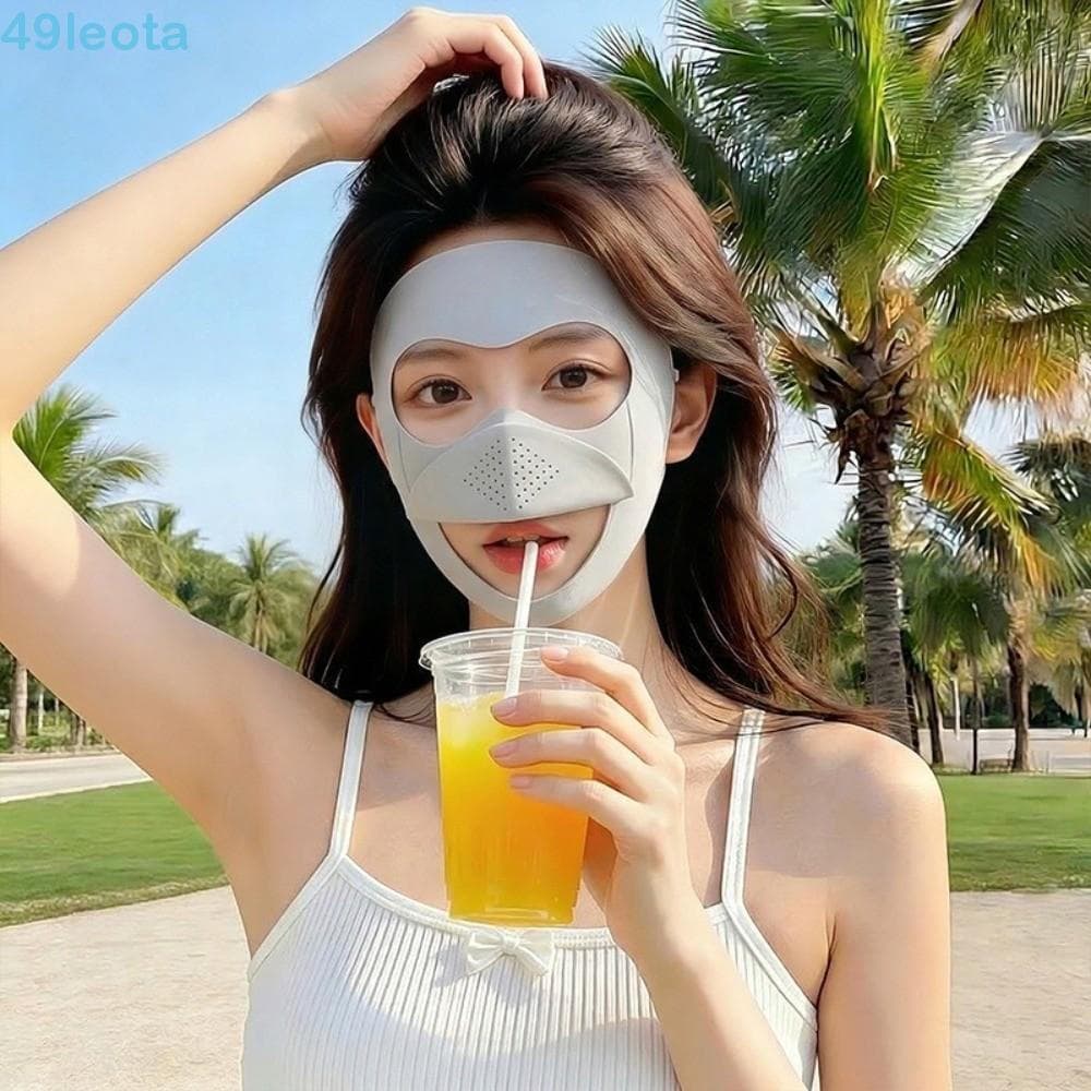Véu Respirável Resistente A UV LEOTA , Máscara De Proteção Solar Macia De Nylon Para Beber Seda Gelada Com Design Leve