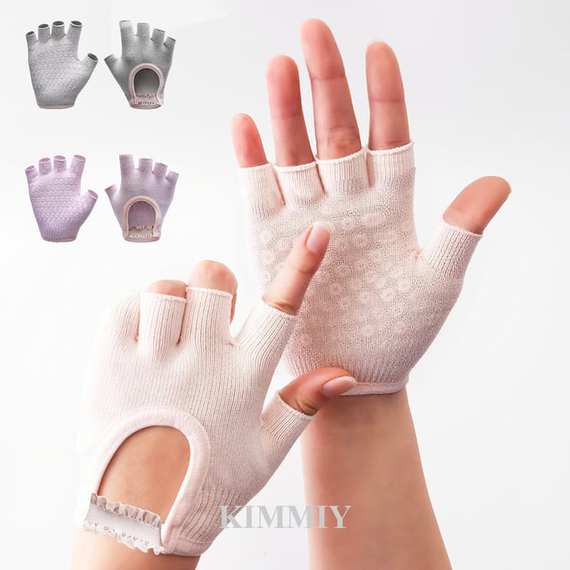 KIMMIY Fuse 1 Par Feminino Meio Dedo Nu Volta Luvas De Yoga Antiderrapante Respirável Fitness Ciclismo Pilates Algodão