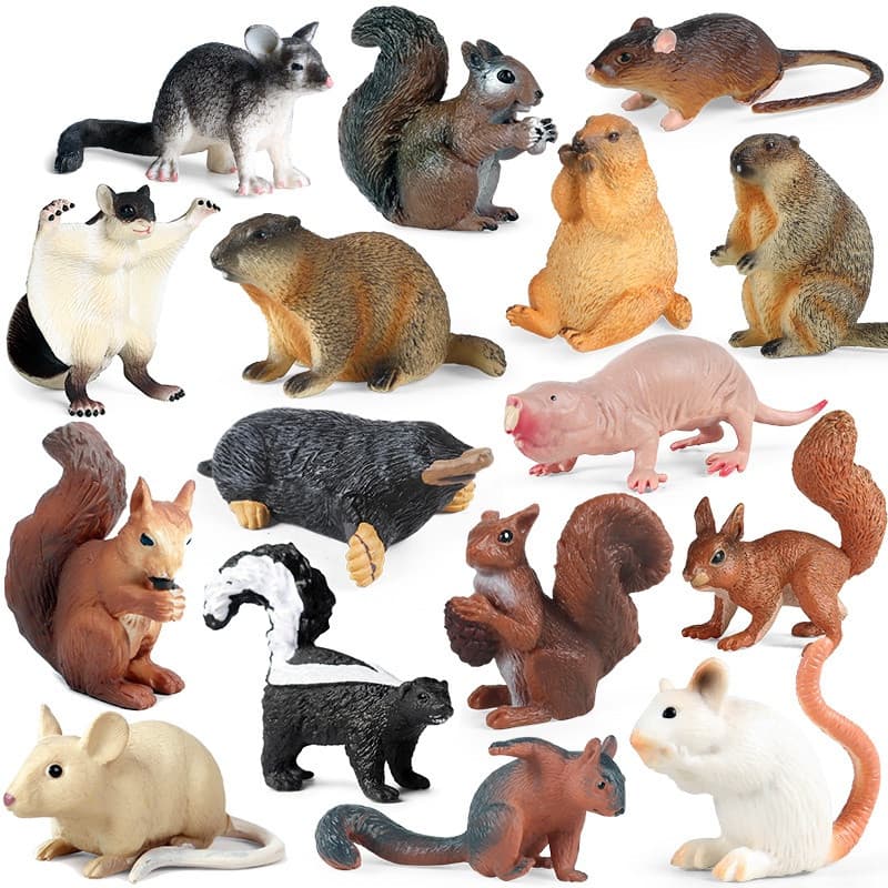 Simulação Animais Selvagens Roedores Modelo Mouse Marmot Chinchilla Rato Esquilo Coleção Crianças Brinquedo Presente