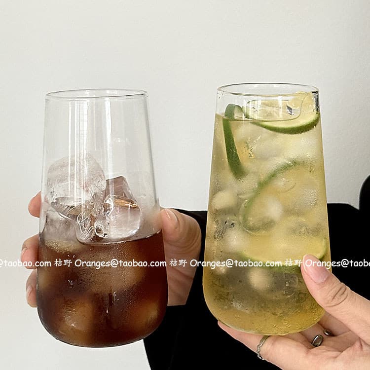 Oranges nicho ins simples copo de água de vidro transparente resistente a altas temperaturas gelo americano xícara de ca