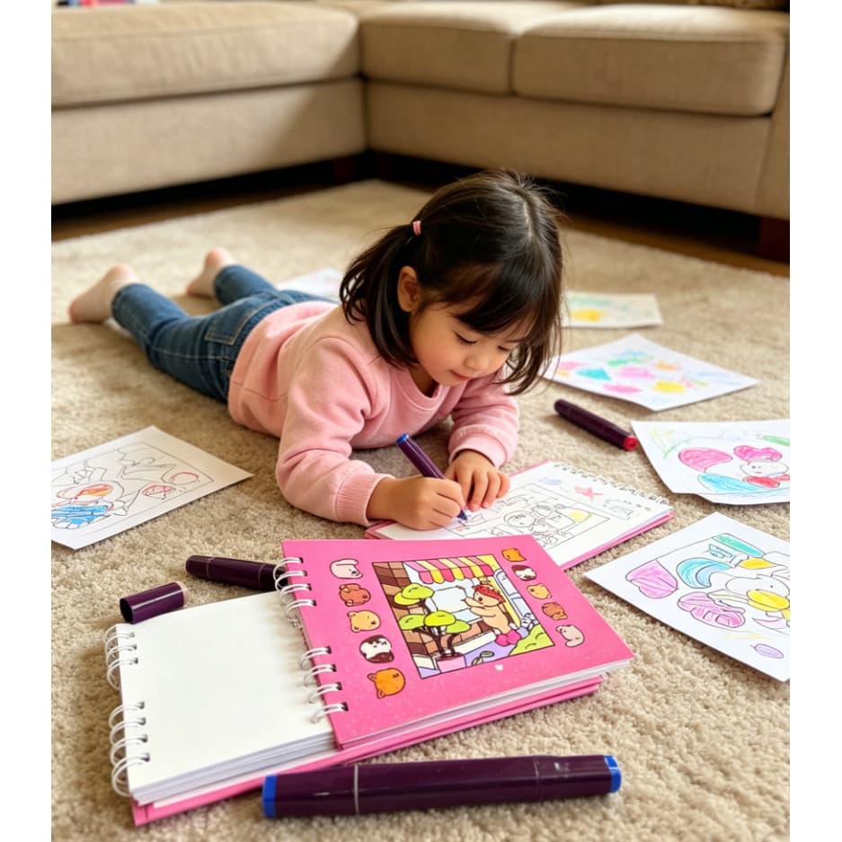 Caderno de Desenho Espiral Infantil com Estampas Sortidas para Pintura e Escrita