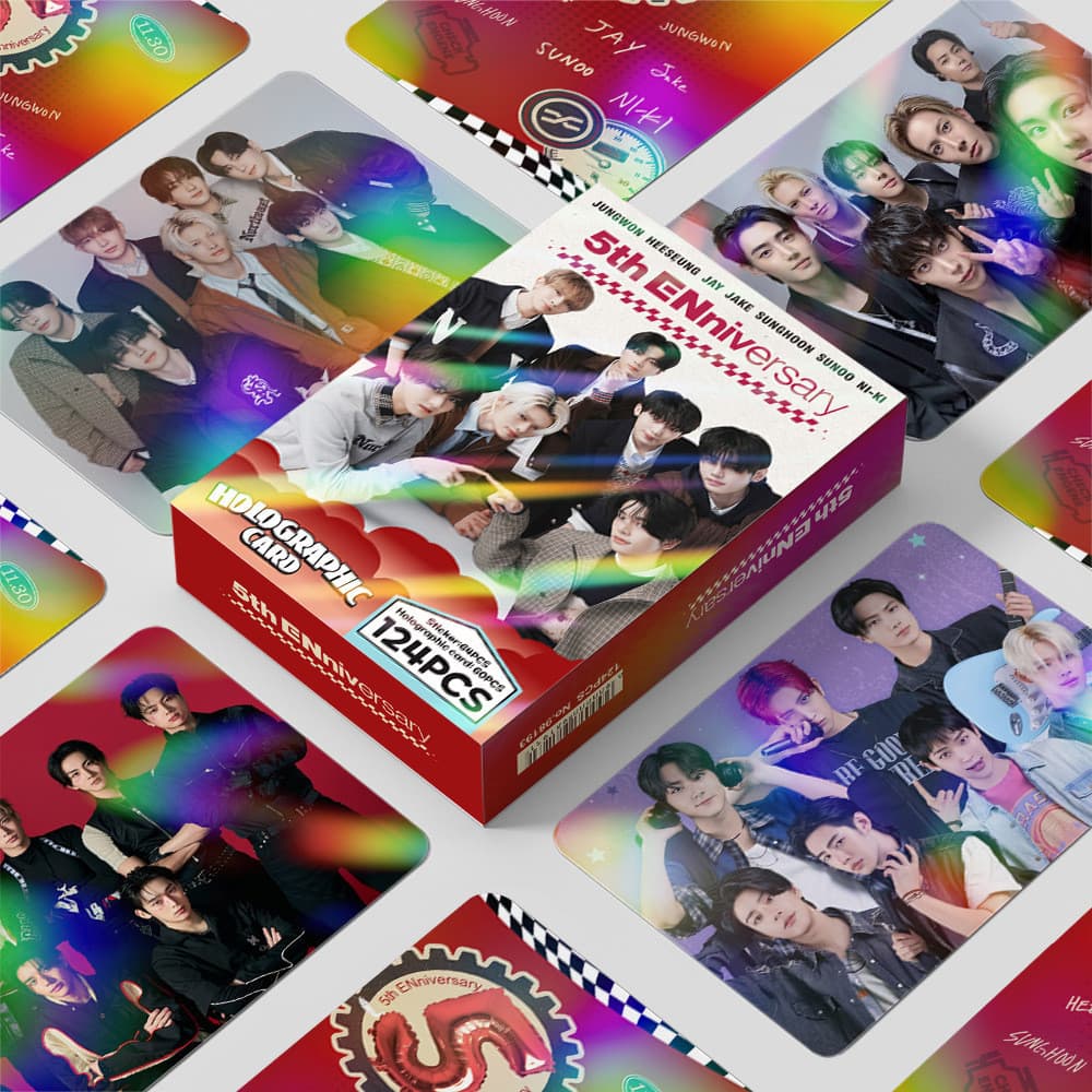 124 Unidades/Conjunto Kpop Idol ENHYPEN 5o Aniversário Álbum laser lomo Cartões Postais Para Fãs