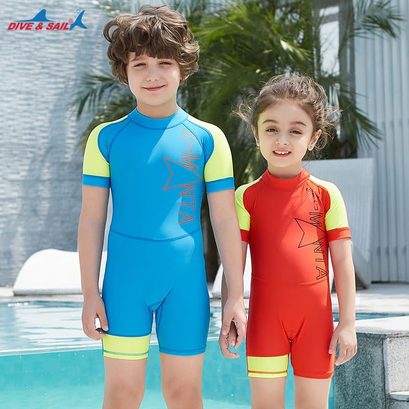 Maiô de manga curta de uma peça Roupas infantis Maiô de secagem rápida Médio Pequeno Maiô infantil de secagem rápida Fat