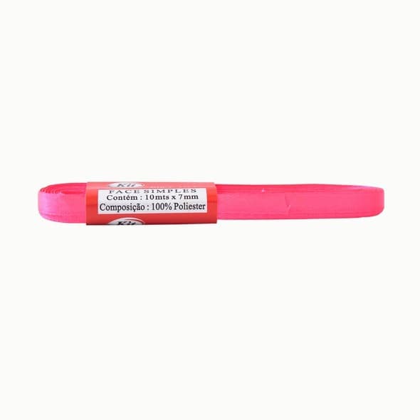 Fita de Cetim Rosa Cítrico N1 (07mm) Marca Kit 10 Metros