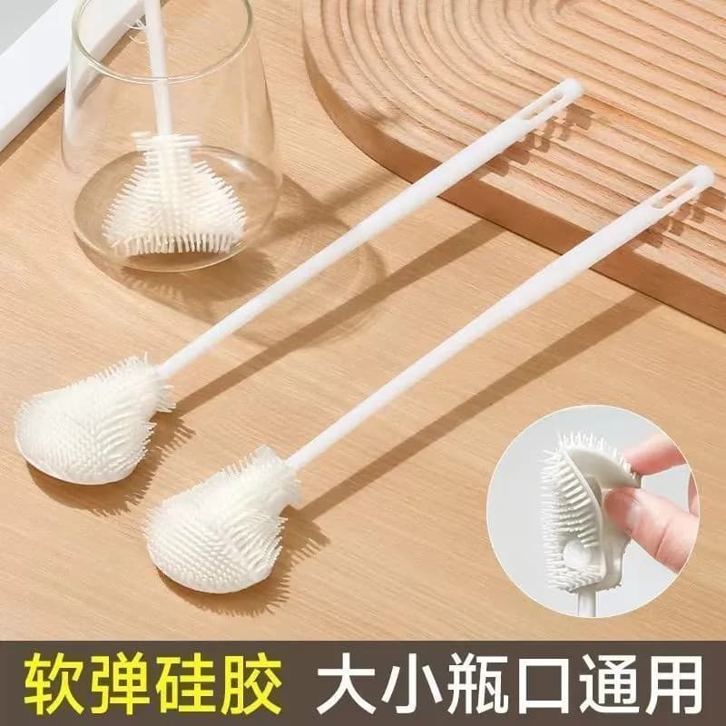 Escova de copo de alça longa de Silicone, copo de lavagem doméstica, escova pequena, copo de água de isolamento, sem âng