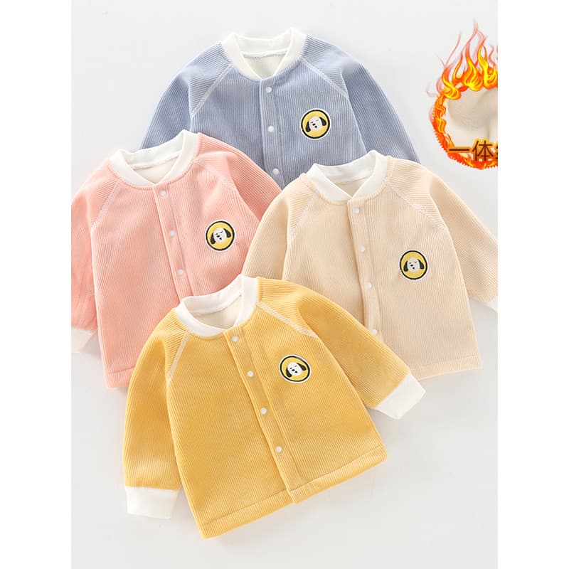 Bebê quente topo outono inverno estilo bebê forro de lã Cardigan outono jaqueta meninos meninas engrossado inverno roupa