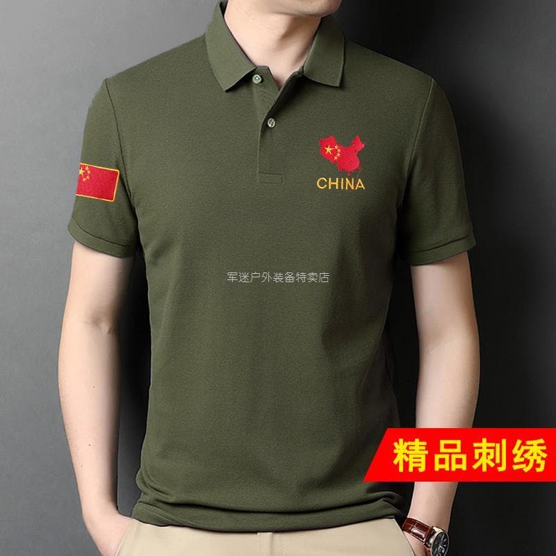 Verão veteranos fãs militares solto tamanho grande camisa polo camiseta masculina de secagem rápida de manga curta apose
