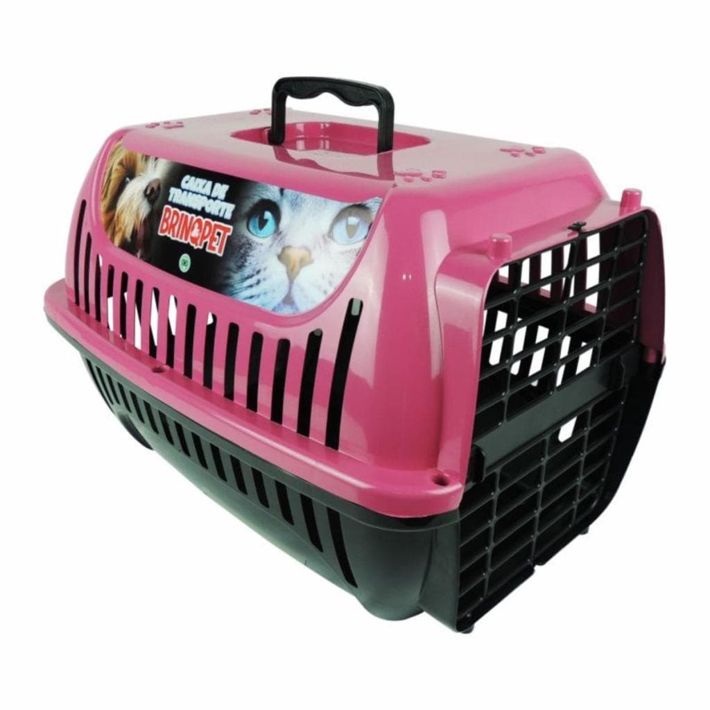 Caixa de Transporte Brinqpet Nº 3 Rosa para Cães e Gatos