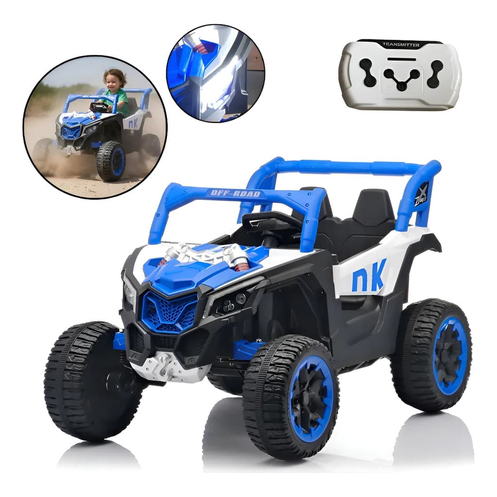 Quadriciclo Elétrico Infantil 12V Azul BW401AZ com Luz, Som e Bateria Recarregável