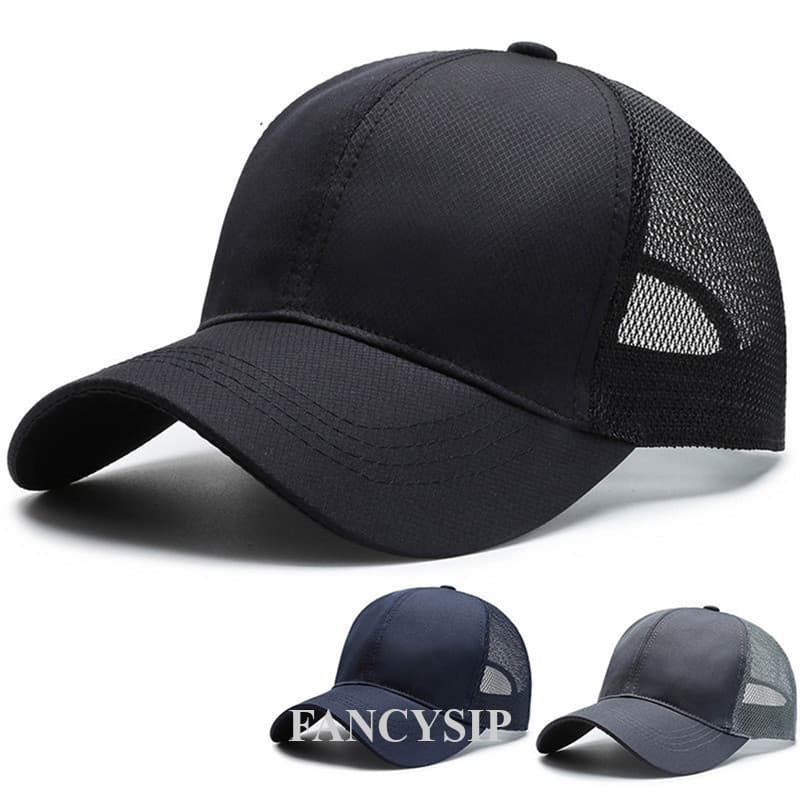 Grande Cabeça Homem Plus Size Boné De Beisebol Masculino Verão Tecido Fino Malha Chapéu De Sol Curto Pico Snapback Chapé