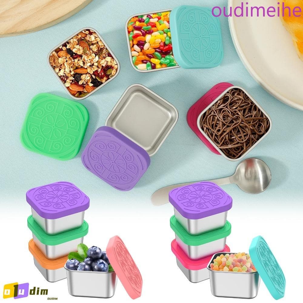 OUDIMEIHE 6 Peças De Copo De Molho Para Salada , À Prova De Vazamento De Aço Inoxidável 304 , Caixa De Lanche Quadrada