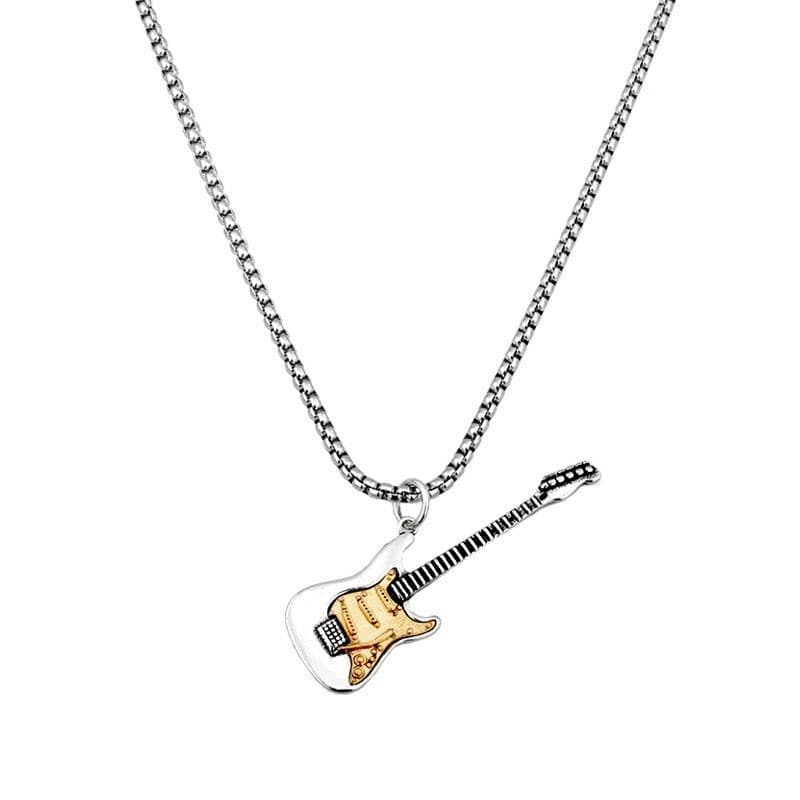 Guitarra elétrica Rock estilo Punk colar feminino Retro nicho Design Hip Hop criativo instrumento Musical bonito pingent