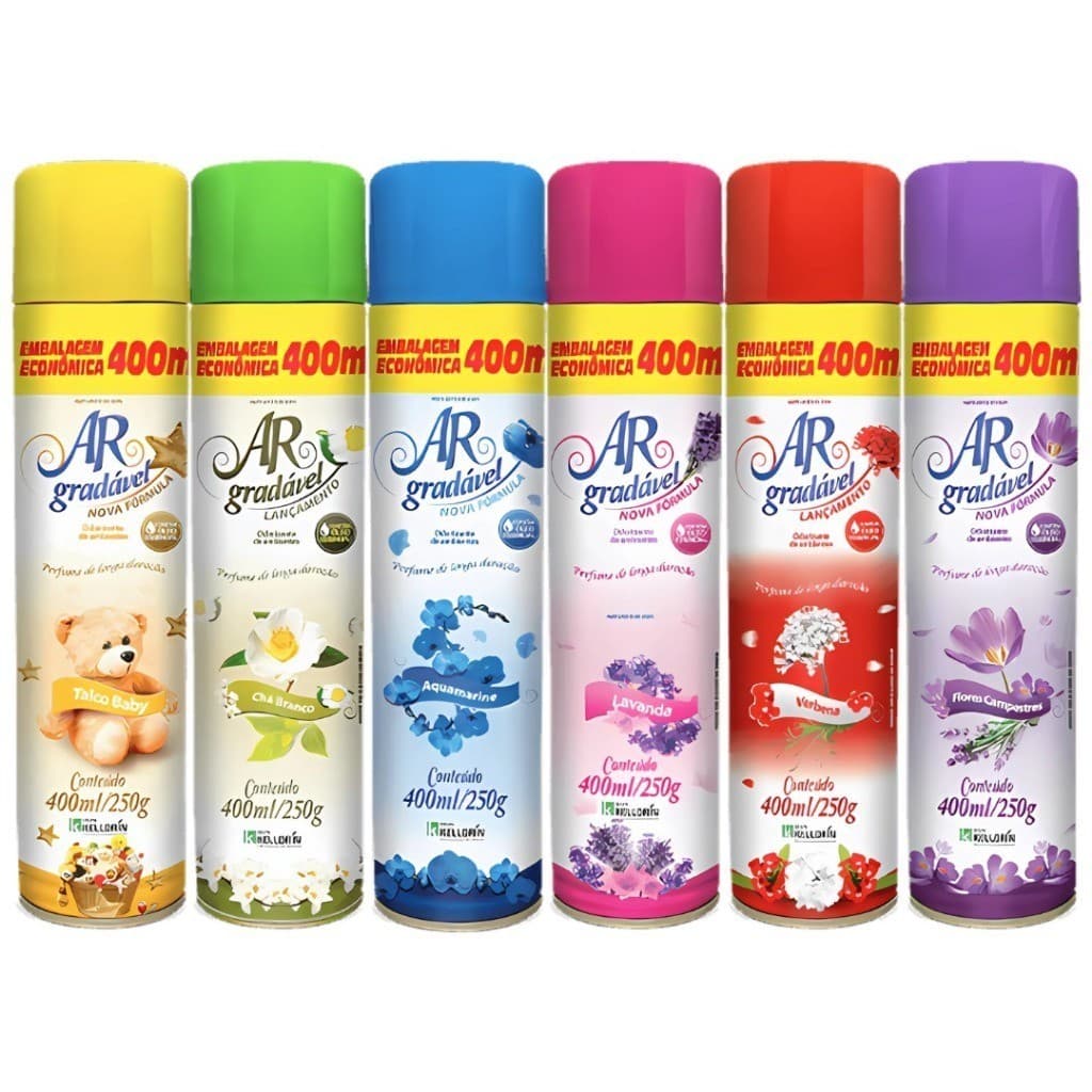 Aromatizador de Ambientes Bom Ar 400 ml – Spray Perfumado com Fragrância Agradável, Elimina Odores, Perfuma o Ambiente