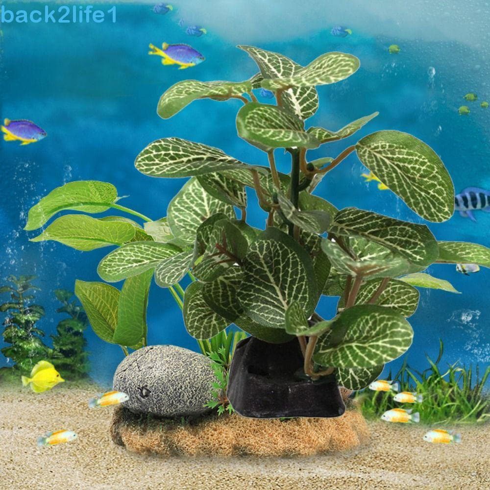 BACK2LIFE1 Ficus Tree Plástico Decorativo Subaquático Simulado Plantas De Aquário Falso Realistas