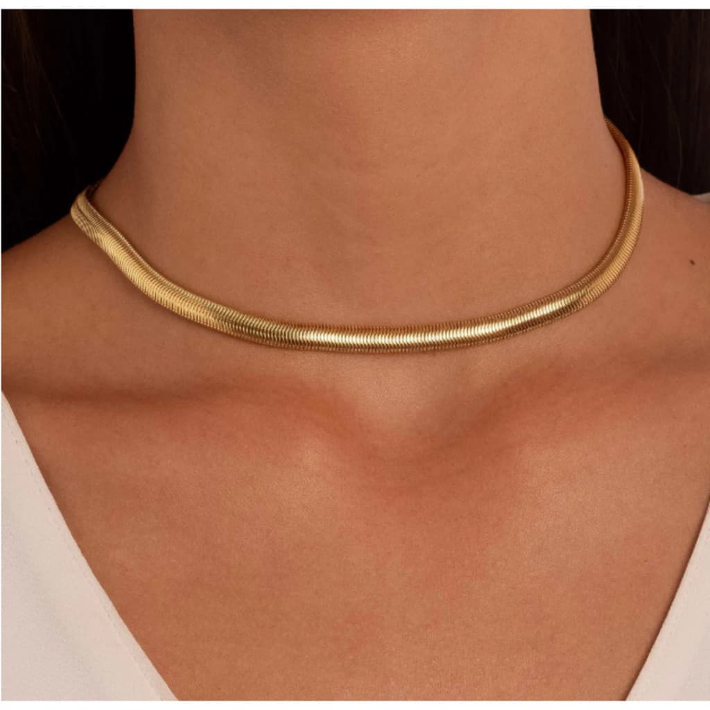 Colar Chocker Malha Pele de Serpente-Folheado a Ouro-81