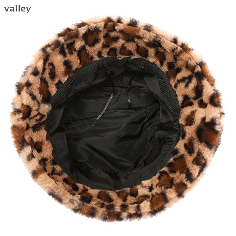 [VLY] Chapéus , Rostos Femininos De Inverno , Estampa Pequena De Leopardo , De Pescador Banheira Térmica Versáteis Balde