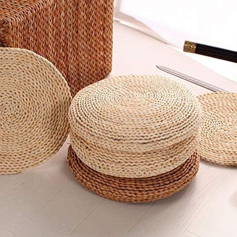 1 Pçs Almofada De Palha Redonda Yoga Meditação Estofamento De Seda Tapete (30 * 30cm)